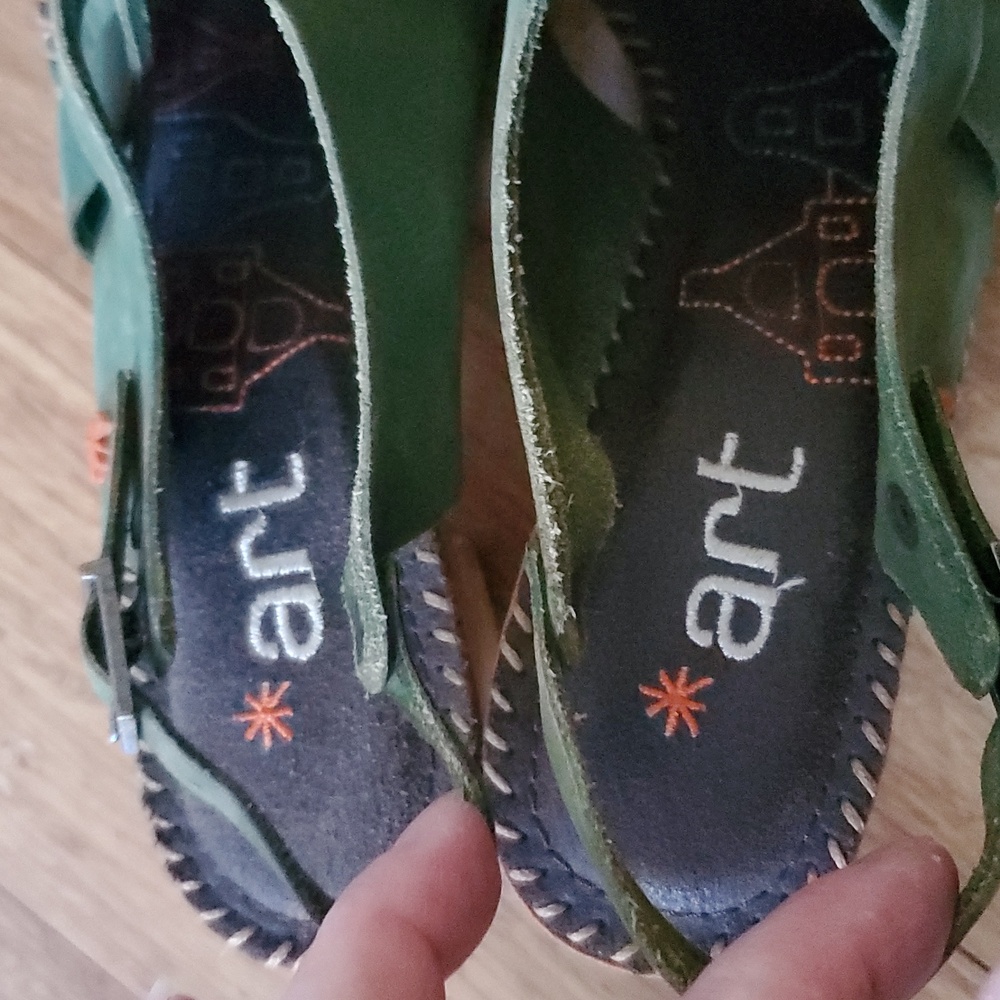 art Green Leather Women's Sandals Size 38 - Picture 4 of 15